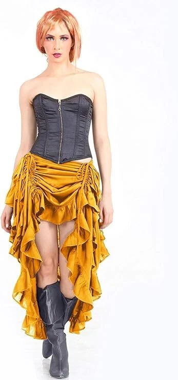 ThePirateDressing Women Steampunk Victorian High-Low Showgirl Skirt - Gold - Image 1 of 1