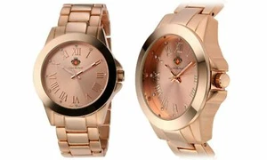 NEW Louis Richard 9106 Kensing Crystal Sunray Dial Rose Gold Bracelet Watch - Picture 1 of 1