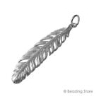 925 Sterling Silver 52Mm Large High Polished Feather Charm Pendant Jumpring Bail