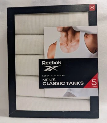PEQUEÑAS S Camisetas sin mangas acanaladas blancas para hombre pequeñas PACK de 5 camisetas interiores Reebok batidores Foto 1 de 4
