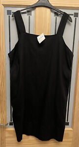 NEXT PETITE. Womens black linen blend dress. Size 18. BNWT.