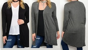 Long Sleeve Open Front Lightweight/Sweater Cardigan/Cover-Up Top Tunic L XL 2XL - Picture 1 of 4