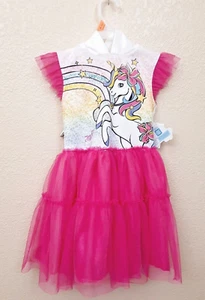 Cosplay White and Pink Sparkle Tulle Unicorn Hoodie Dress New Small 5K15 - Picture 1 of 8