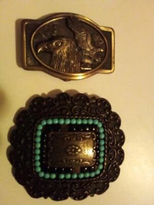 2 BRASS BELT BUCKLES USSED - Picture 1 of 2