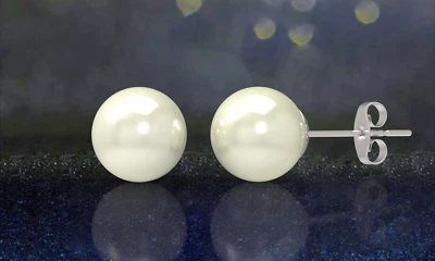 Aretes de perlas cultivadas hipoalergénicas de agua dulce AAA de 10 mm de oro de 18 quilates Juliani Foto 1 de 4