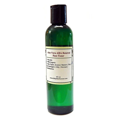 SILKY SKIN FOREVER AHA Aloe Vera Renewal Face Toner Glycolic Acid 98% Organic Anti-Aging Acne