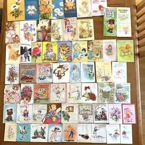 Vintage Birthday Greeting Cards LOT of 60 Crafting Scrapbooking Ephemera USED - Imagen 1 de 16