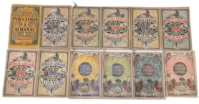 LOT OF 12, 1871-1902, PUBLIC LEDGER ALMANACS, GEORGE W. CHILDS, PHILADELPHIA - Image 1 of 4