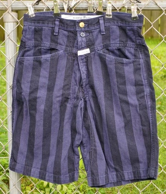 Marithe Francois Girbaud Jean Shorts Size 31 Striped Indigo Blue 90s Y2K Vintage - Image 1 of 4
