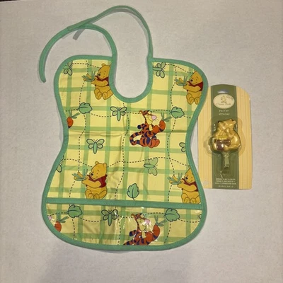 Vintage Pooh bib And Pacifier Clip. Excellent Condition - Image 1 of 2