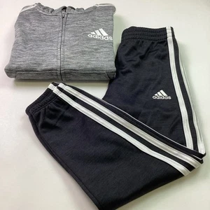 Adidas Youth Boys Kids 2-Piece Striped Hoodie & Jogger Set, Black/Gray, Size 5 - Picture 1 of 10
