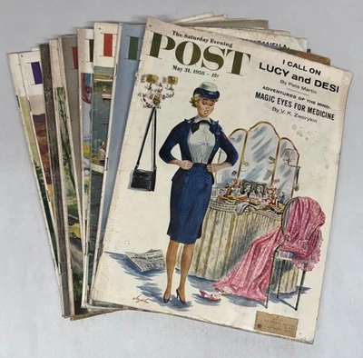 Saturday Evening Post Lot Of 10 Magazines 1958 Mid Century Advertisements P2 - Image 1 of 4