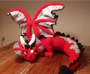 Drache, Stofftier, Kuscheltier Handarbeit-gehäkelt, sehr groß - Bild 1 von 5