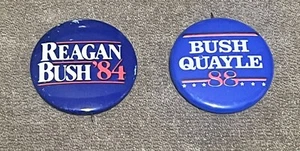 Vintage  Reagan Bush 84 & Bush Quayle 88 Campaign Button Republican Pin - Picture 1 of 4