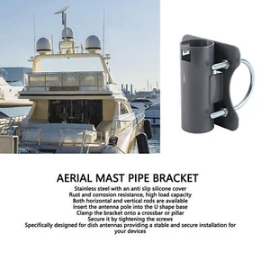 Aerial Mast Pipe Bracket Stainless Steel 30mm to 50mm Adjustable U Shape Antenna - Afbeelding 1 van 12