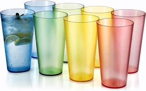 32-Ounce Plastic Tumblers, Acrylic Larger Drinking Glasses, Set of 8 Multicolor - Picture 1 of 12