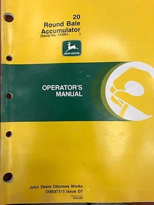 John Deere Operators Manual 20 Round Baler Accumulator #OME87315 - Picture 1 of 1