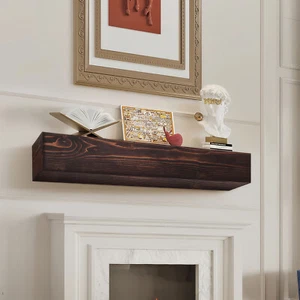 Fireplace Mantel Wood Shelf Floating Rustic Fireplace Mantel 48" Brown - Picture 1 of 12