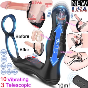 Male Prostate Massager Vibrator Thrusting Anal Butt Plug Dildo Sex Toys for Men - Picture 1 of 12