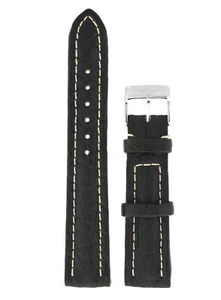New Breitling 18MM x 16MM Black Crocodile Leather Strap with Buckle 180MM Length - Picture 1 of 3