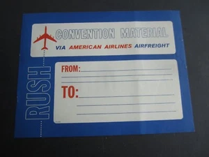 Old Vintage - AMERICAN AIRLINES - Convention Material - Shipping LABEL - Picture 1 of 2