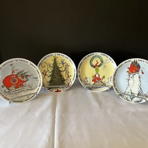 The Grinch 4er Pack sortiert 6" Leckerbissen Snack Vorspeise Teller mit Zitaten ~ Neu - Bild 1 von 6