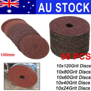 50X 100mm 4" Fibre Sanding Grinding Discs Wheels mixed Angle Grinder 24-120 Grit - Picture 1 of 7