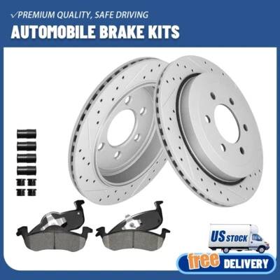 For 2007 - 2017 Ford Expedition Lincoln Navigator Rear Rotors Ceramic Brake Pads - Image 1 of 4