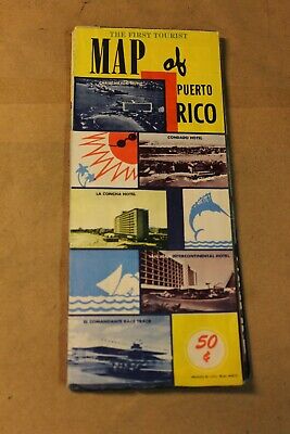 Puerto Rico First Tourist Map Antique Vintage Auto Car Map • 17.99$