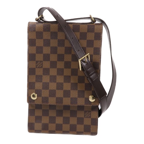 LOUIS VUITTON（LV） Borsa a tracolla Louis Vuitton LV GHW Ebene Portobello N45271 marrone damier