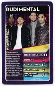 RUDIMENTAL, POPSTARS, TOP TRUMPS CARD (FROM LUNCHBOX TIN/SET), RARELY SEEN.