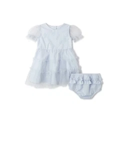 Wonder Nation Baby and Toddler Girl Pastourelle Blue Polka Dots Mesh Layer Dress - Picture 1 of 11