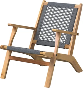 63635 Vega Natural Stain Outdoor Chair Acacia Wood Construction Woven Web Seat M - Picture 1 of 7