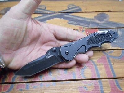 Gerber Kiowa Pocket Knife Liner Lock Plain Edge Tanto Blade - Image 1 of 4