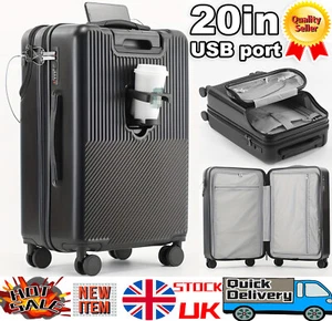 20Inch Cabin Hand ABS Case 4 Wheels ABS Luggage Travel Carry-On Suitcase UK - Picture 1 of 11