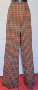 DEADSTOCK 1970s MOD DISCO Vintage Plaid Checked Wide Leg Bellbottoms Trousers - Picture 1 of 9