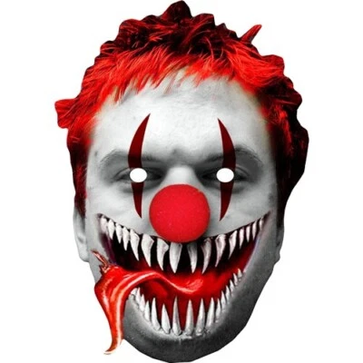 FUNKYBUNKY Scary Clown Halloween Celebrity Card Face Mask - Ready To Wear - Fancy Dress