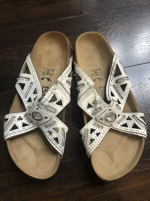 Betula by Birkenstock Rhinestone Jewel Embellished Leather Sandals Sz 7 Germany - Image 1 of 4