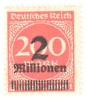Weimar Republic German Empire 1923 Overprinted Stamp 2 Millionen On 200 Mark