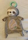 Douglas Baby Lovey Sloth Brown Knotted Gingham 12” Teething Ring