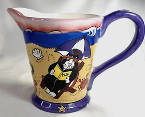 Catzilla Beach Cats Pitcher Candace Reiter Designs 2003 Large Pitcher Colorful - Picture 1 of 11