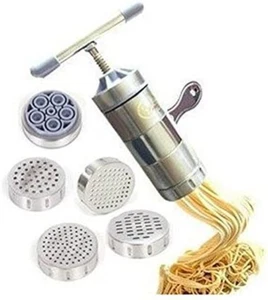 Stainless Steel Manual Noodles Press Machine Pasta Maker with 5 Noodle Mould - Picture 1 of 12