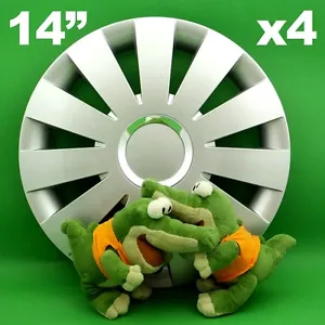 Enjoliveurs 14" Beat ★ 4 pièces ★ ARGENT pour CITROËN C1 C2 Saxo KIA Rio Picanto - Foto 1 di 1