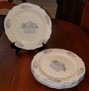 Juego de 4 platos de ensalada de 8,75" con patrón de cesta de frutas Gien "GIE14" de colección hechos en Francia - Imagen 1 de 8