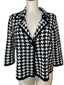 Josephine Chaus Women's Houndstooth Sweater Blazer Cardigan size S Cotton Blend - Picture 1 of 8