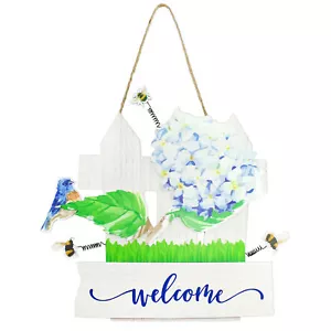 Spring Summer Welcome Door Hanger, 3D Wooden Decorative Hanging Sign - Picture 1 of 9