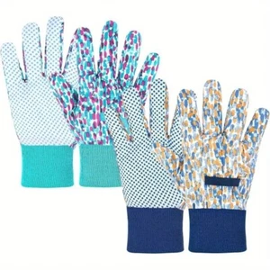 4Pairs Floral Gardening Gloves for Women, Soft and Breathable, Non-Slip PVC Dots - Picture 1 of 7