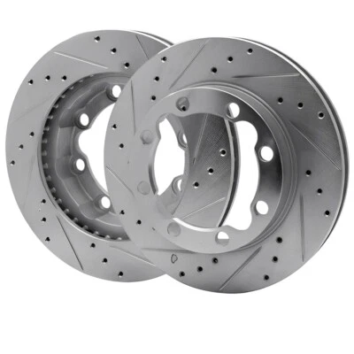 Rotores de freno de disco delanteros derecho e izquierdo perforados ranurados para GMC K3500 00-90 Foto 1 de 4