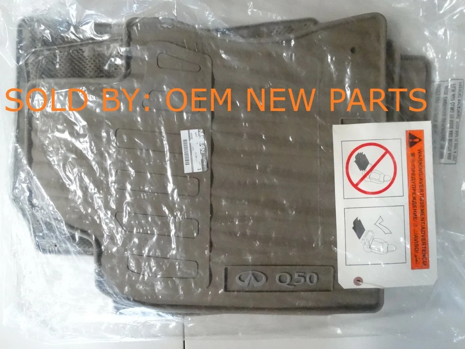 OEM 2014-2022 Infiniti Q50 All Season Rubber Floor Mats BEIGE 999E1-J5001 U-1 - Image 1 of 4