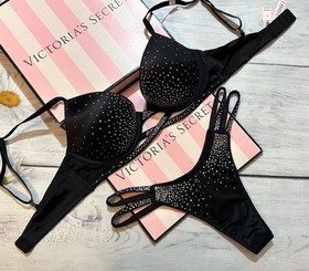 Victoria's Secret Very Sexy Sparkle Crystal Shine Cradle Push-Up Bra Thong Set